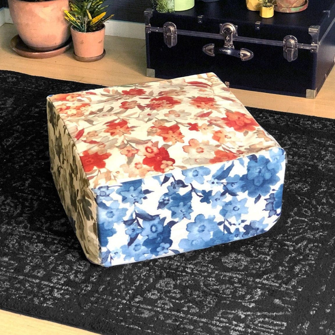 SALE Bean Bag Pouf Cover, Ottoman Seat Cover, Multicolor Floral