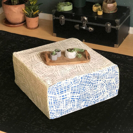 SALE Pink Gray Geometric Print Bean Bag Pouf Cover, Ottoman Seat Cover