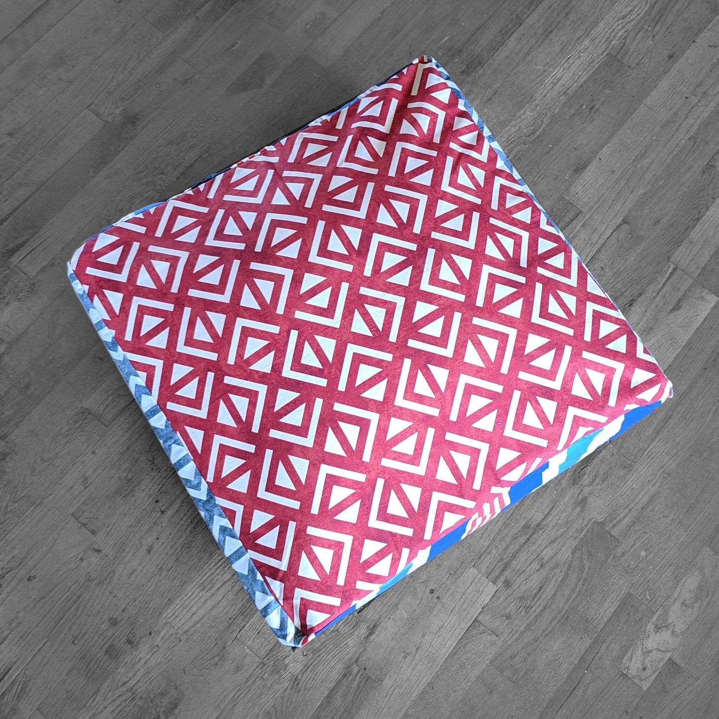 SALE Red White Blue Ottoman, Bean Bag Pouf Slip Cover