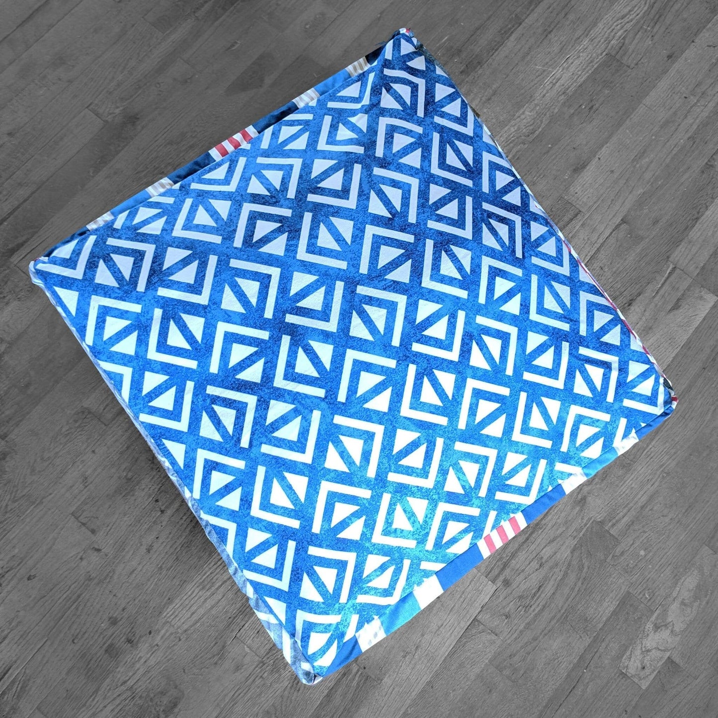 SALE Red White Blue Ottoman, Bean Bag Pouf Slip Cover