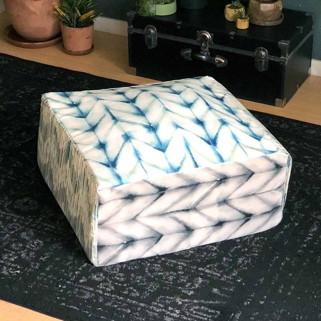 SALE Shibori Chevron Bean Bag Pouf Cover, Ottoman Seat Cover