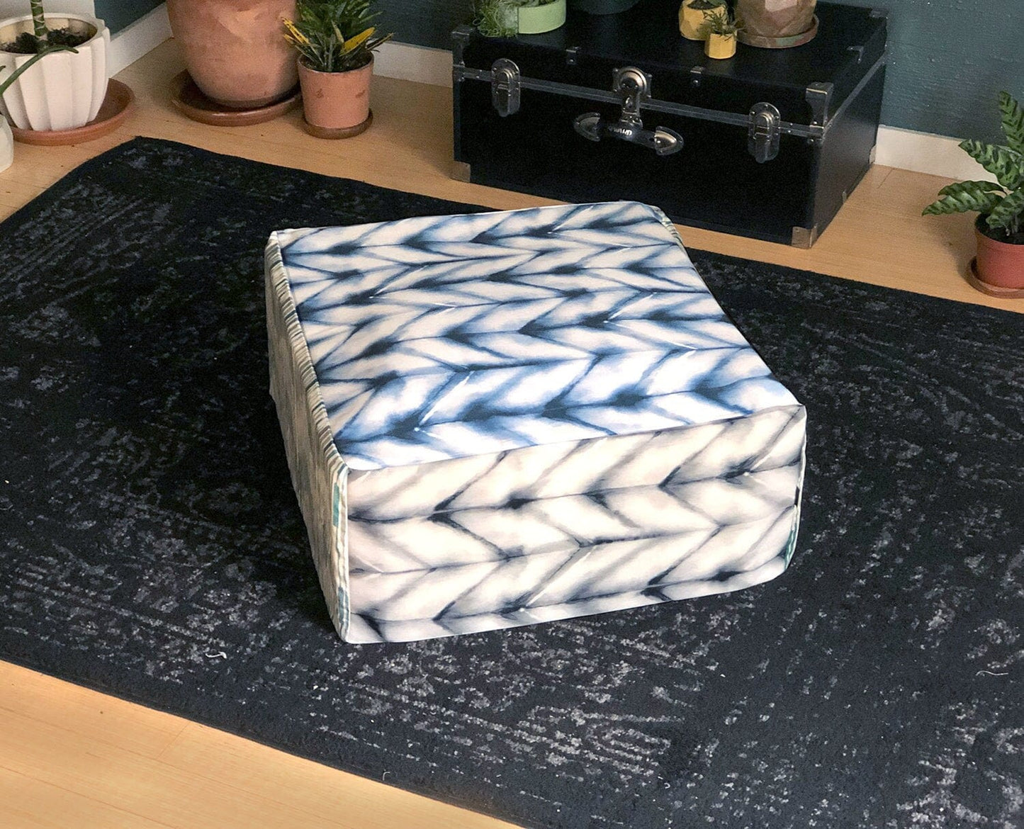 SALE Shibori Chevron Bean Bag Pouf Cover, Ottoman Seat Cover