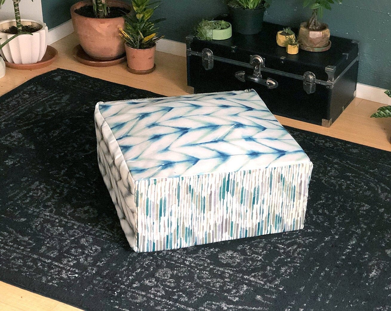 SALE Shibori Chevron Bean Bag Pouf Cover, Ottoman Seat Cover