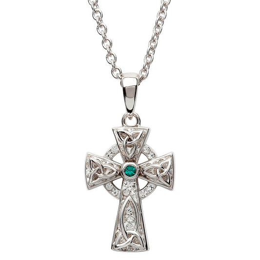 Celtic Trinity Knot Cross Adorned With  Swarovski  Crystals Necklace
