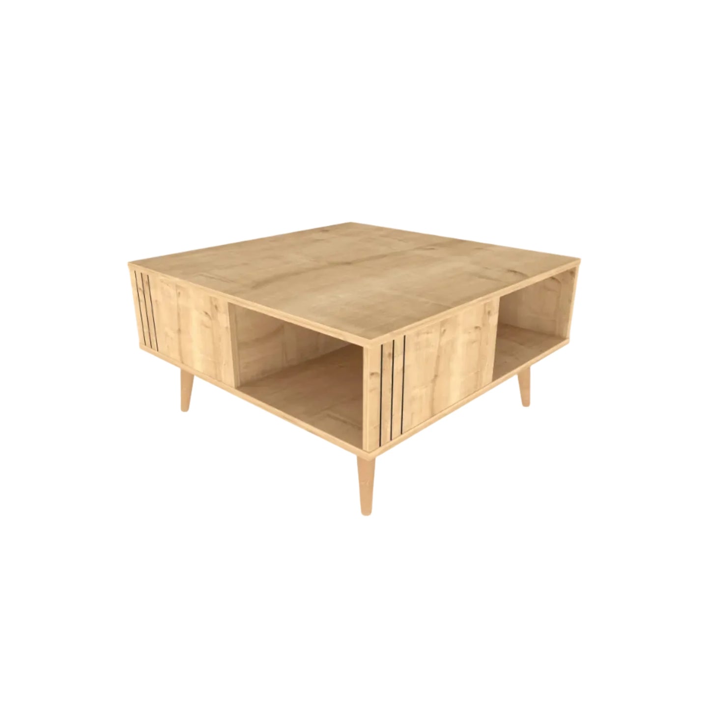 Ronas 35 inch Wide Square Coffee Table with Open Shelf Storage | Cocktail Table