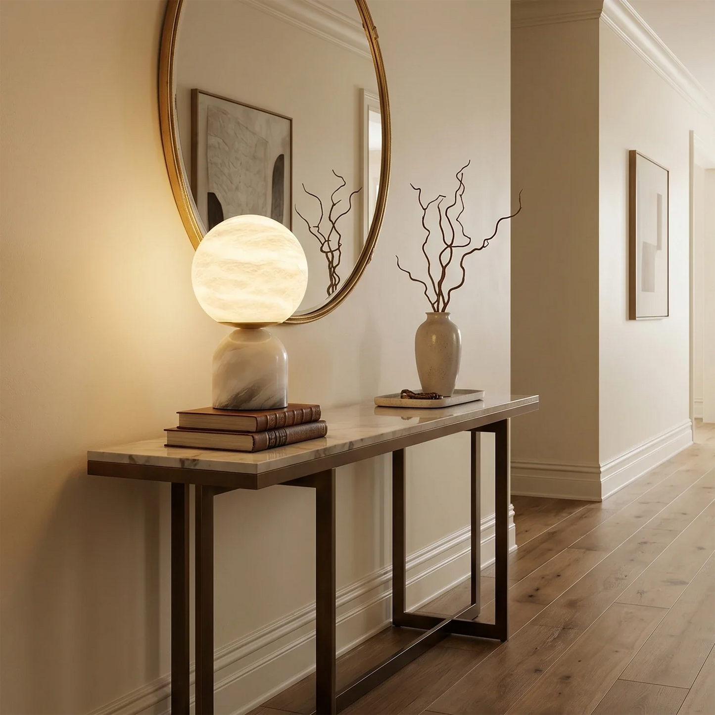 Round Alabaster Table Lamp