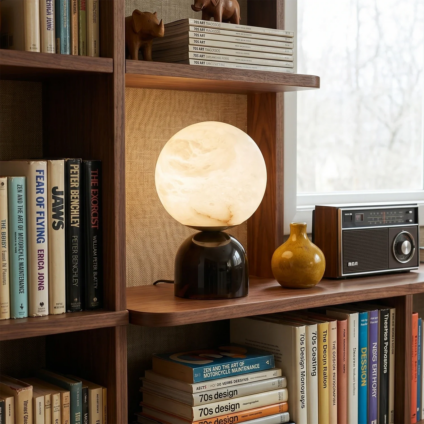 Round Alabaster Table Lamp