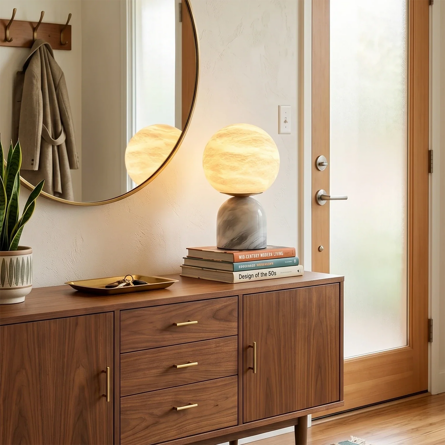 Round Alabaster Table Lamp