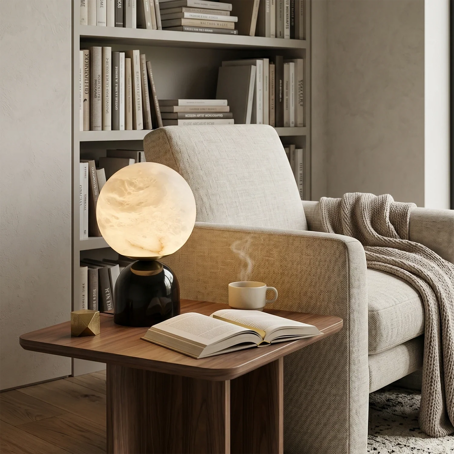 Round Alabaster Table Lamp
