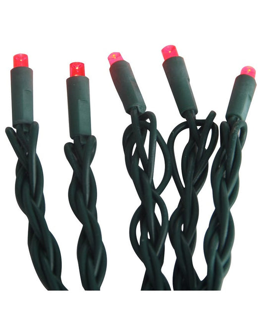 100-Light 5mm Red LED Green Wire Light Set