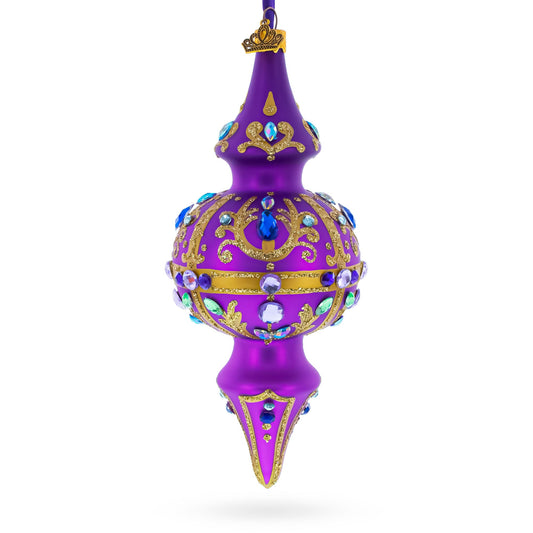 Royal Jewel Embellishments Gold Filigree Double-Ended Finial Drop Glass Christmas Ornament