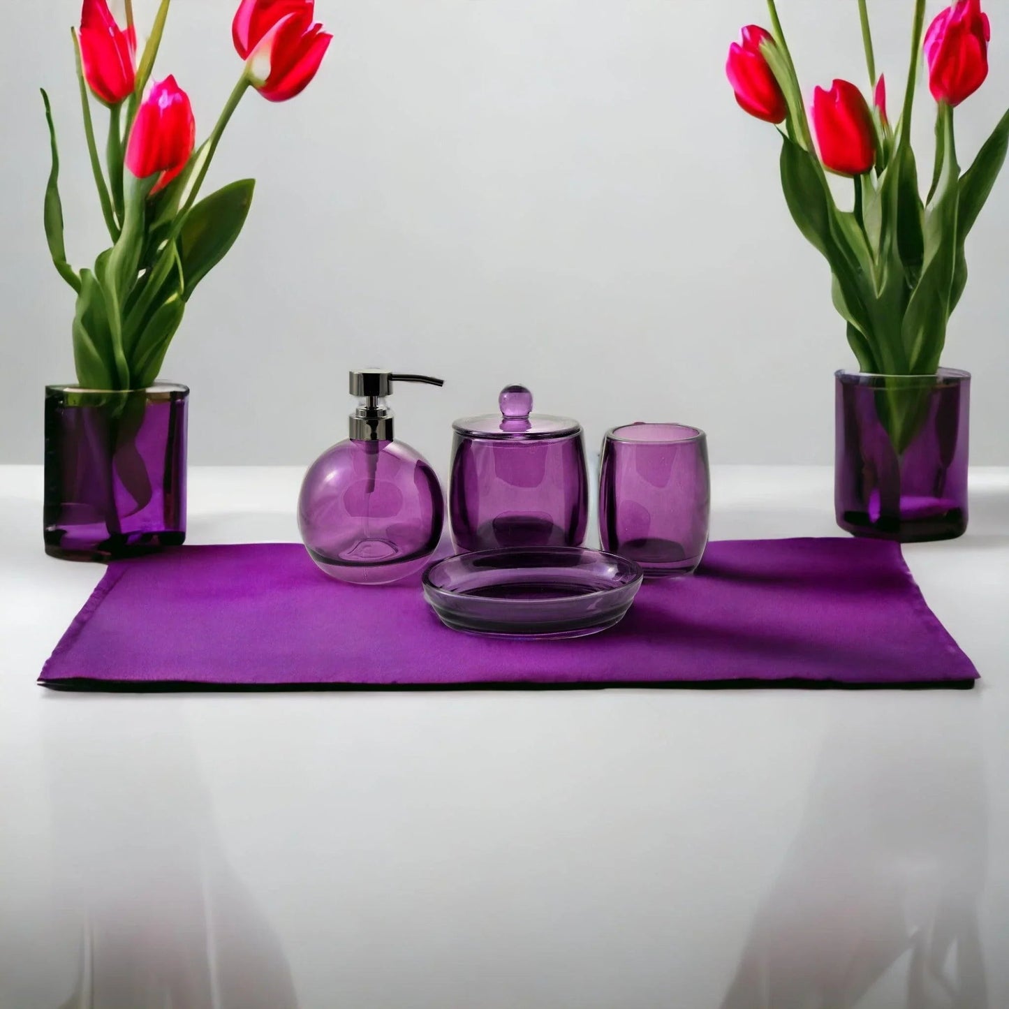 Ruby Glass 4-Piece Bathroom Set