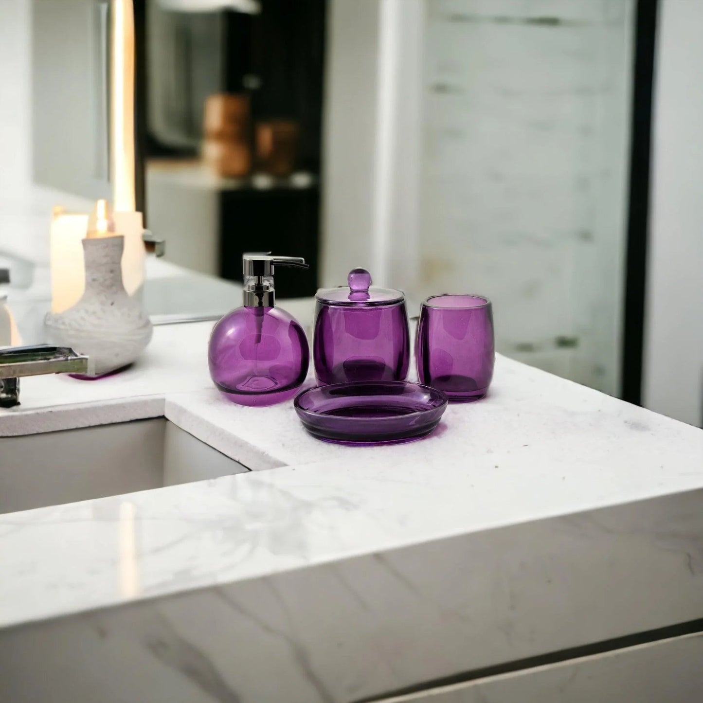 Ruby Glass 4-Piece Bathroom Set