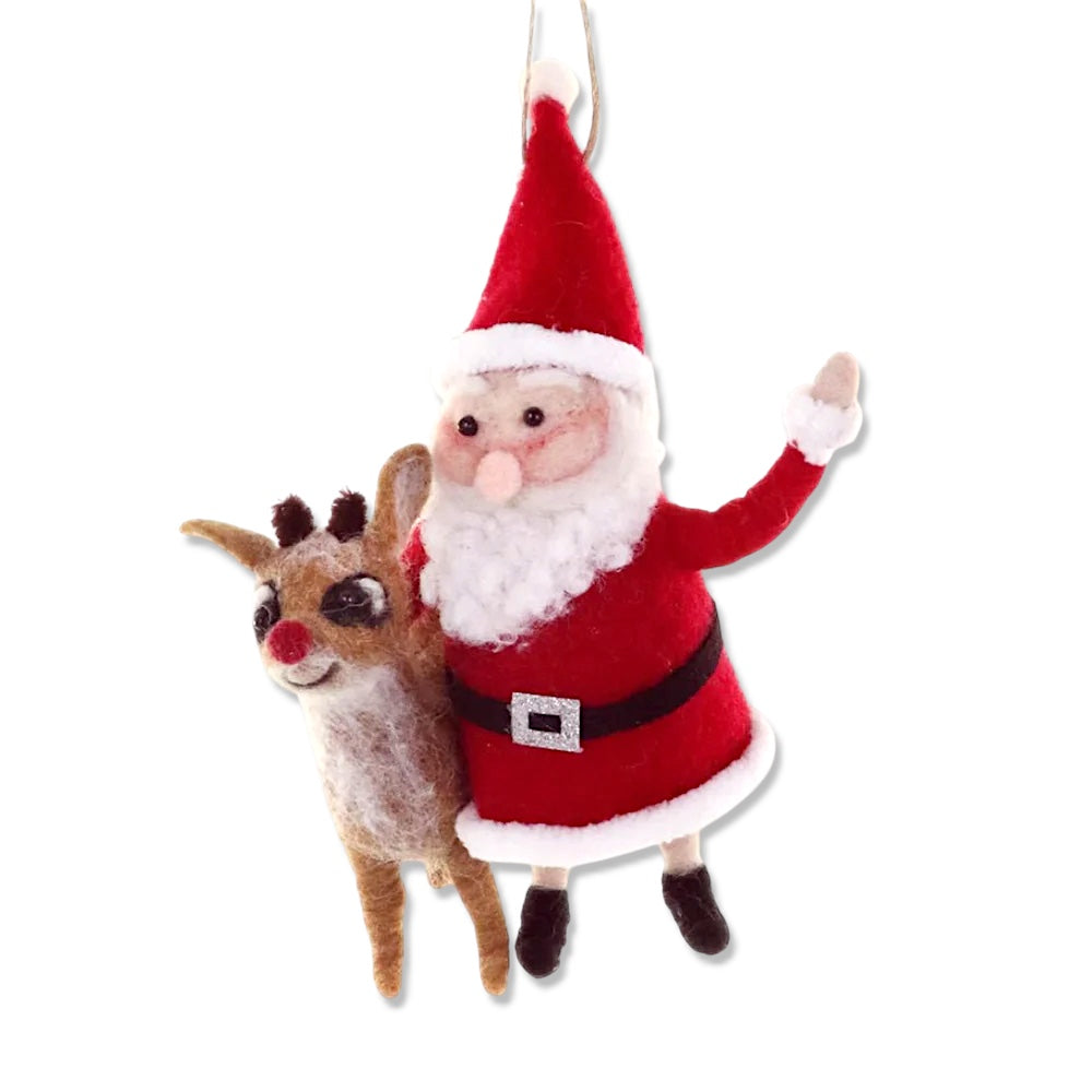 Santa & Rudolph Wool Felt Ornament