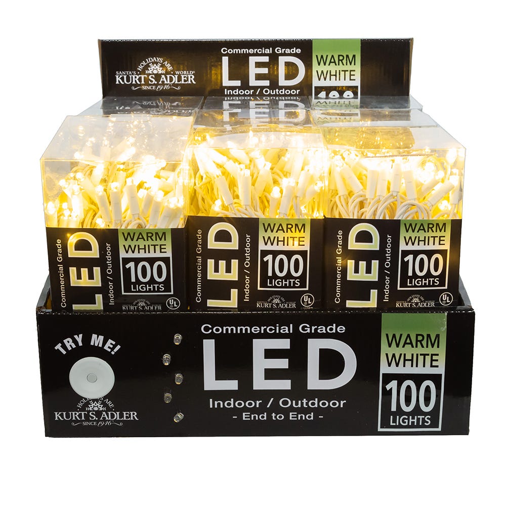 100-Light 5MM Warm White LED White Wire Light Set