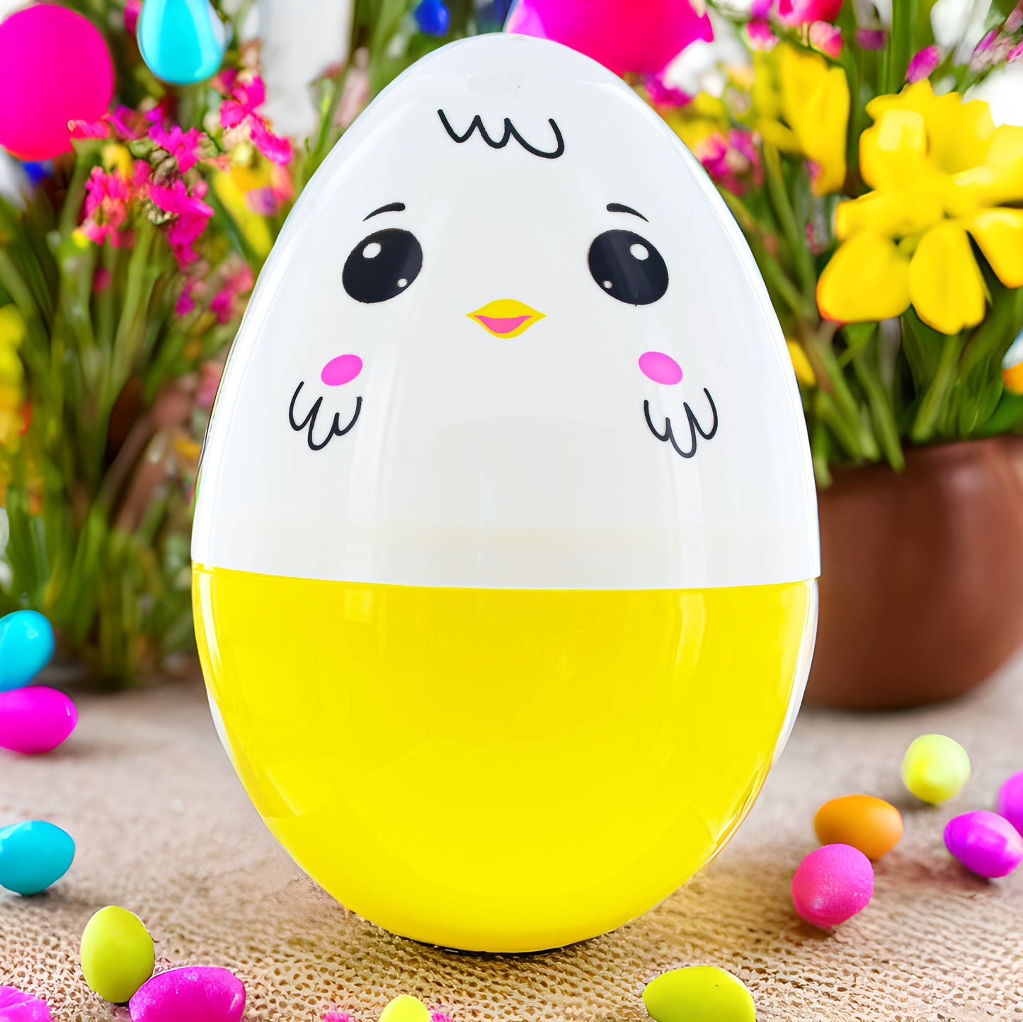 Giant Jumbo Large Size White and Yellow Chick Plastic Easter Egg 10 Inches