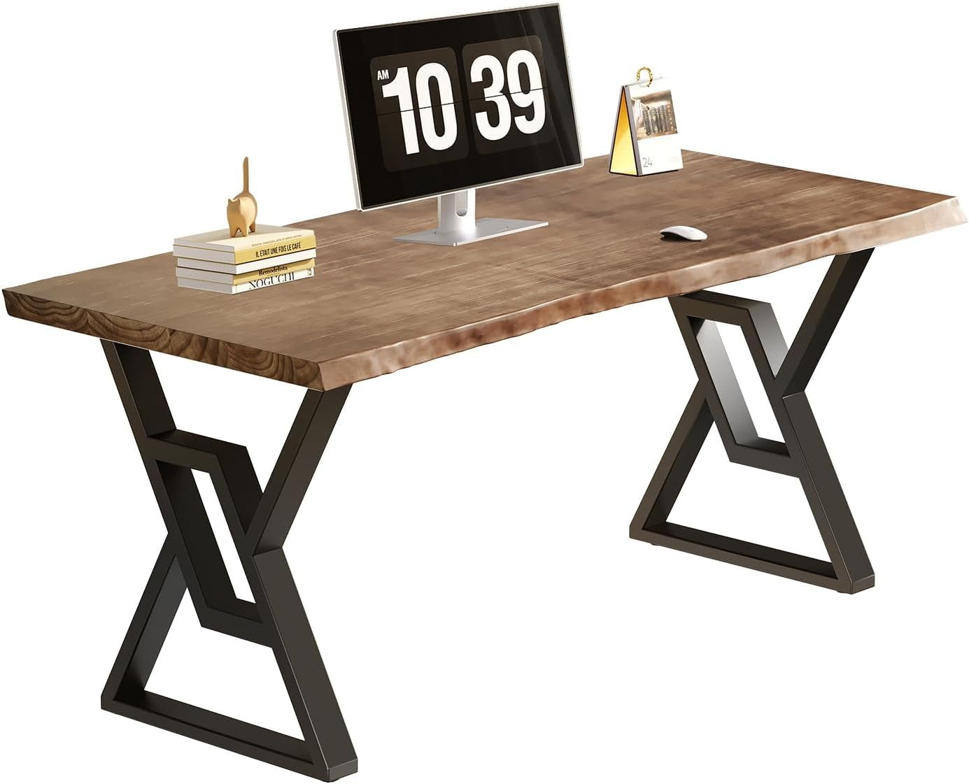 Rustic Brown 55 Inch Solid Wood Computer Desk Home Office