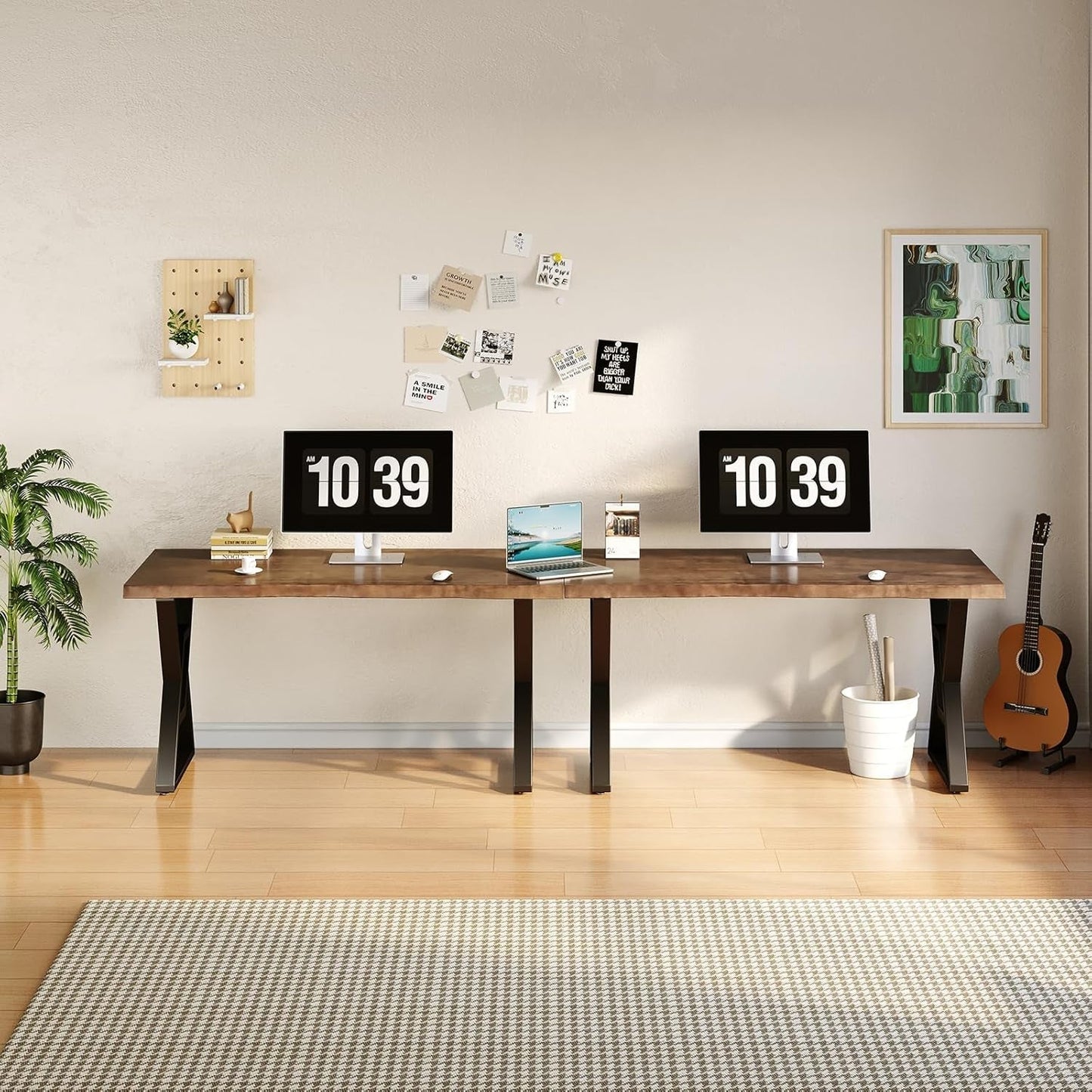 Rustic Brown 55 Inch Solid Wood Computer Desk Home Office