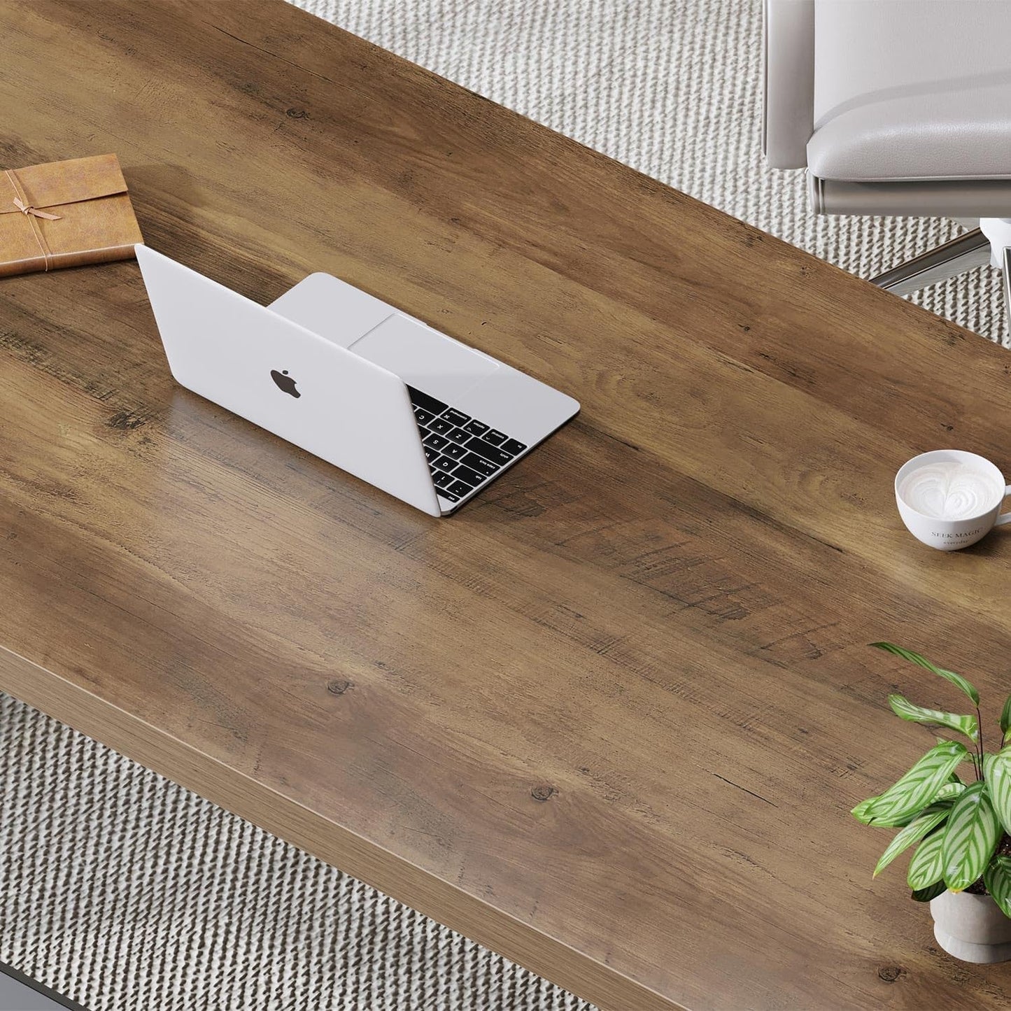 Rustic Oak 55 Inch Computer Desk For Home Office Modern