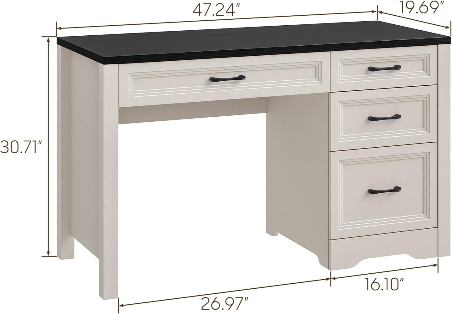 Rustic Farmhouse Executive Desk with Ample Storage Drawers