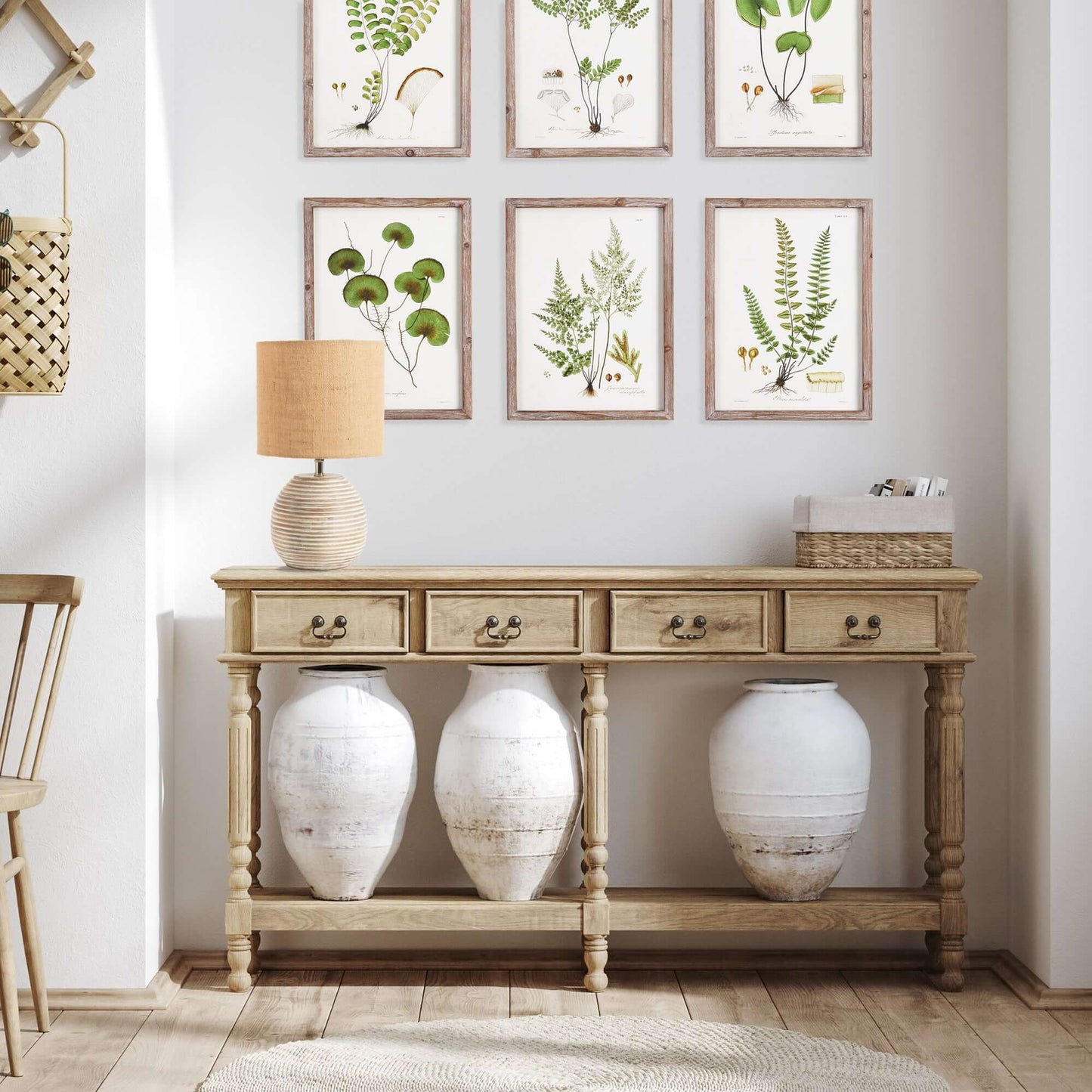 Rustic Mango Wood Table Lamp with Linen Shade