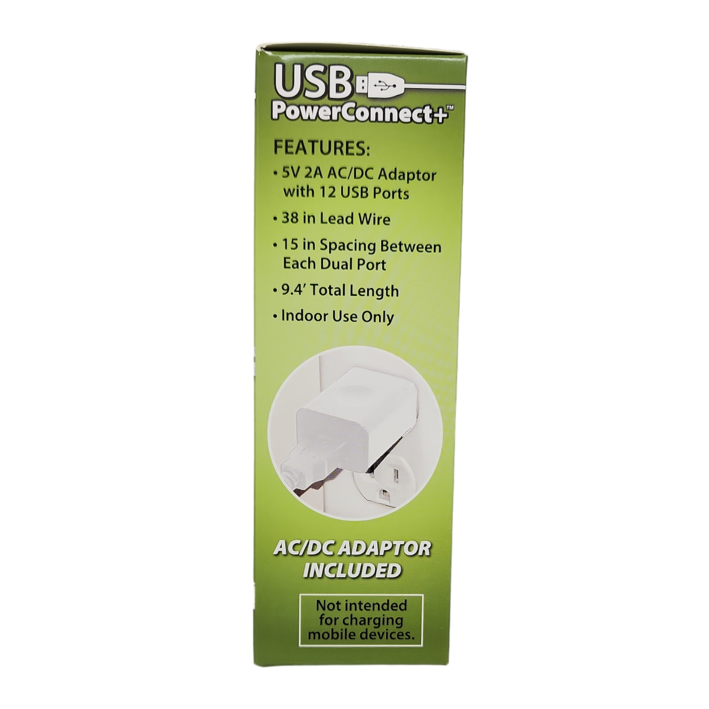 USB Power Extension Cord+ With White Wire and 12 Ports