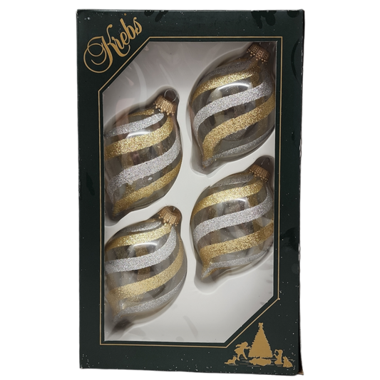 Krebs Value Glass Onion 4 pack - Silver and Gold Swirl