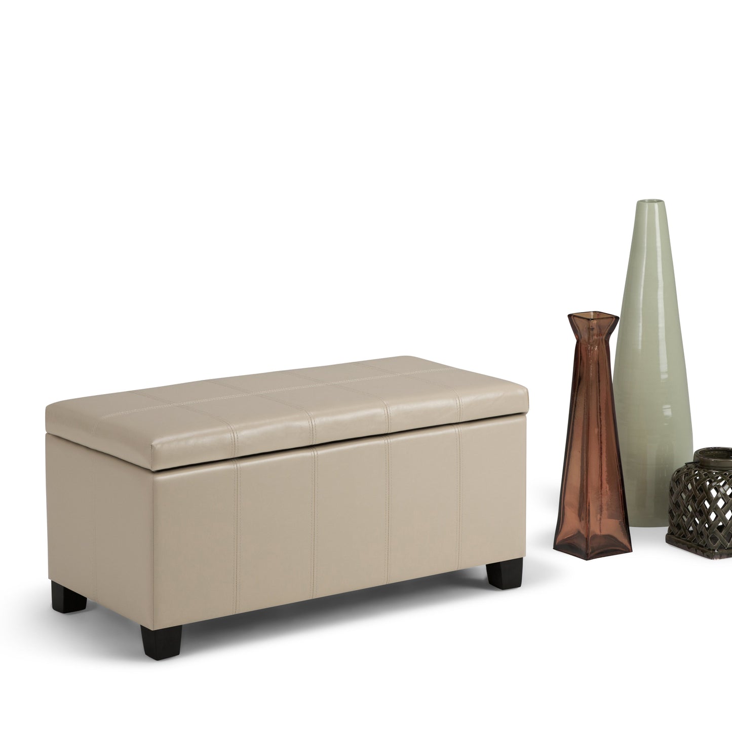 Dover 36 Inch Wide Storage Ottoman Bench in Satin