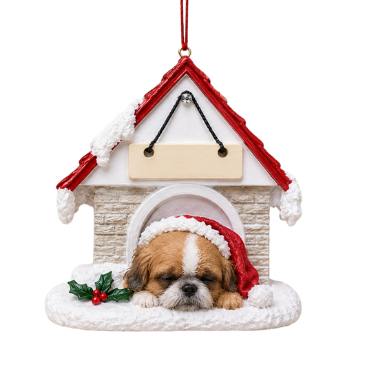 Ceramic Doghouse Ornament - Boxer- Fawn Uncropped