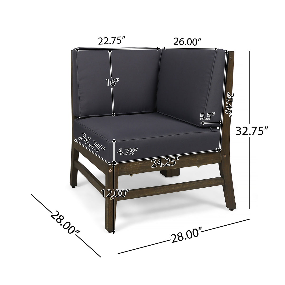 Perla Corner Chair, Dark