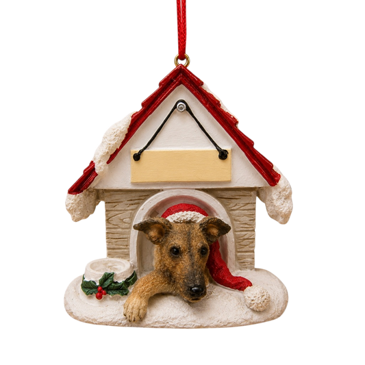 Ceramic Doghouse Ornament - Greyhound