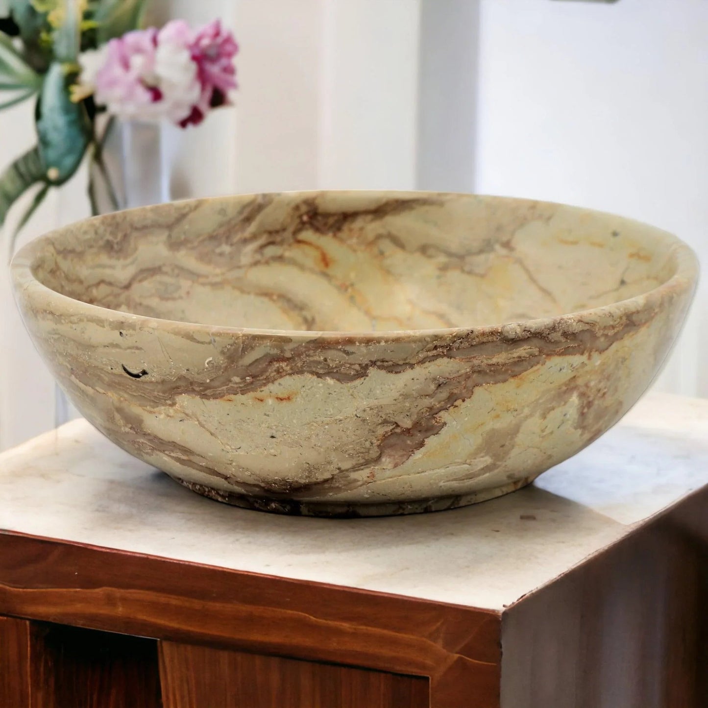 Sahara Beige Marble 12 inch Decorative Fruit Bowl