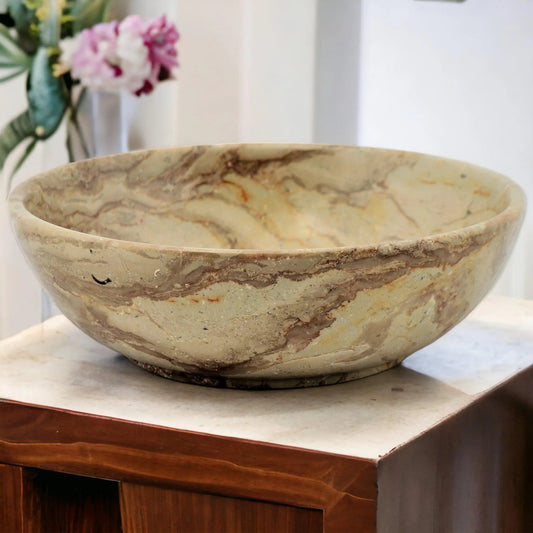 Sahara Beige Marble 12 inch Decorative Fruit Bowl