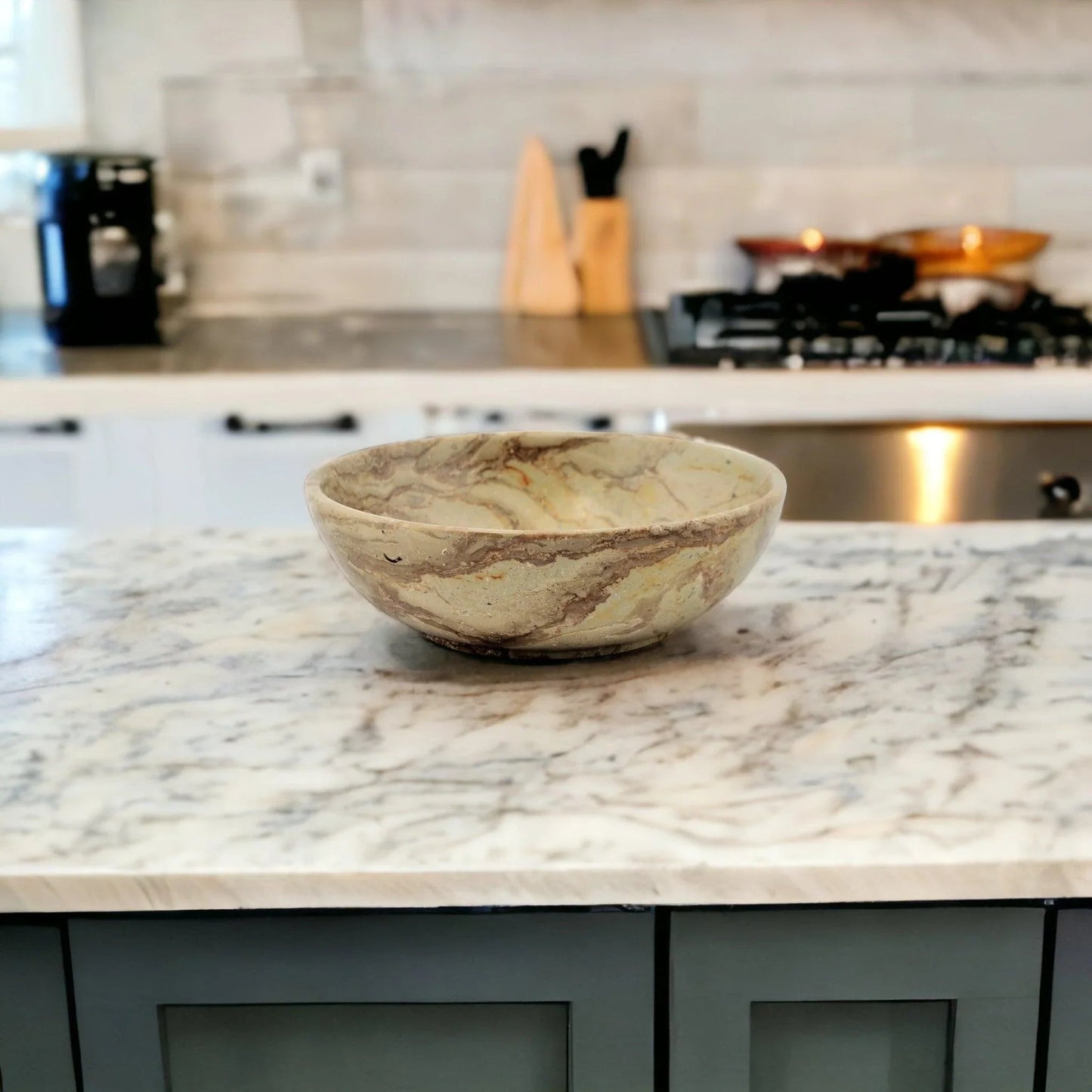 Sahara Beige Marble 12 inch Decorative Fruit Bowl