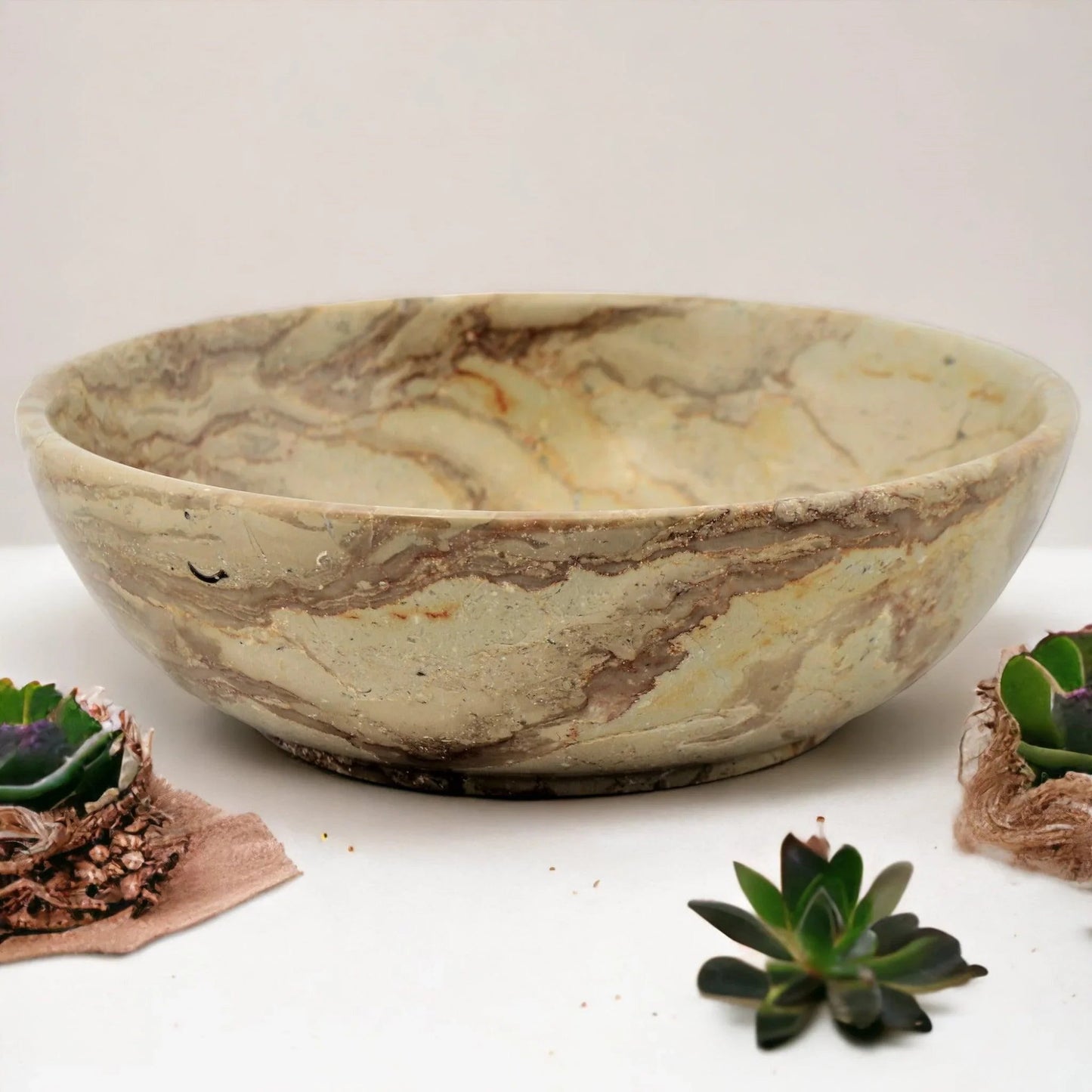 Sahara Beige Marble 12 inch Decorative Fruit Bowl