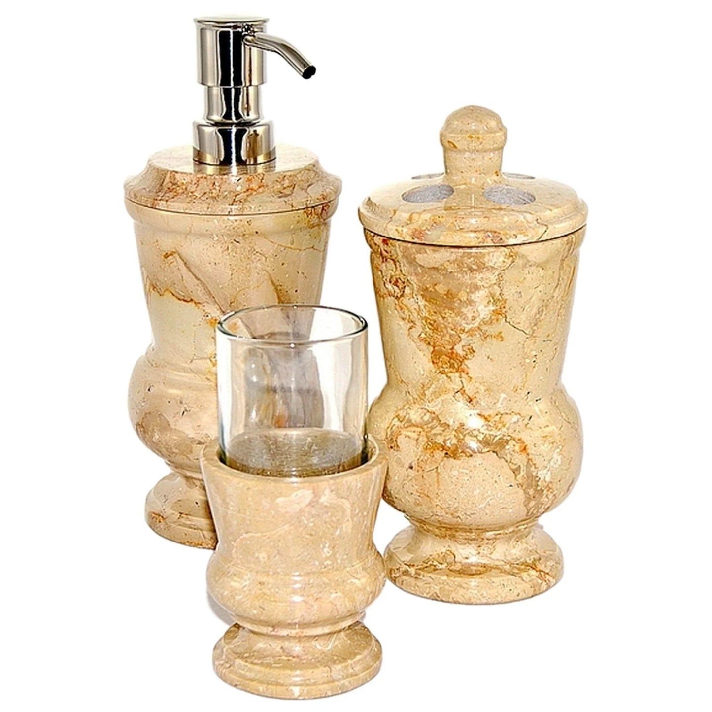Sahara Beige Marble 3-Piece Bathroom Accessory Set