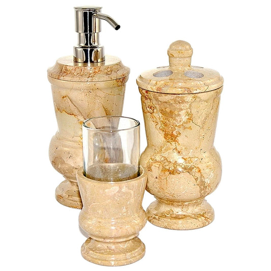 Sahara Beige Marble 3-Piece Bathroom Accessory Set