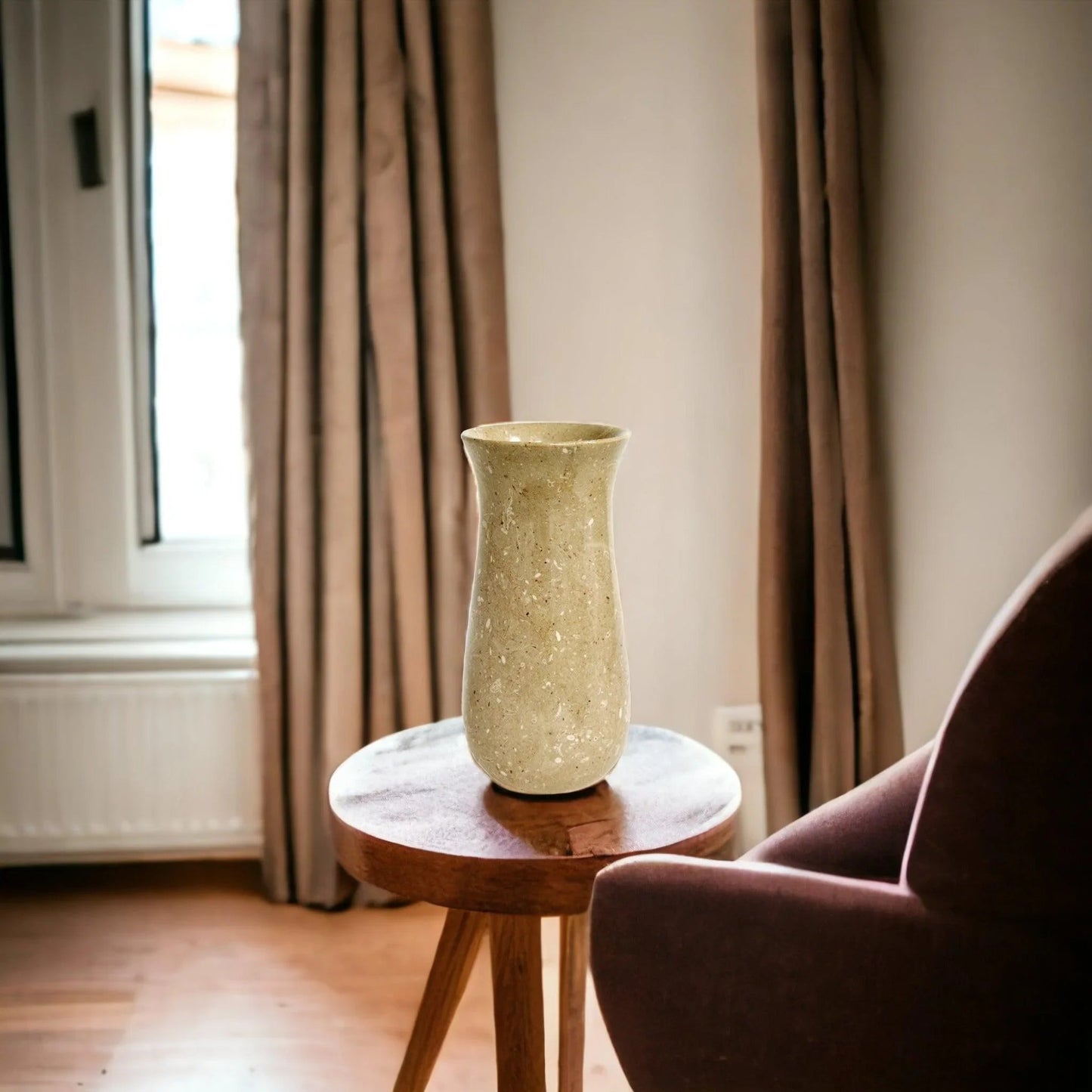 Sahara Beige Marble 9 inch Kitchen Vase