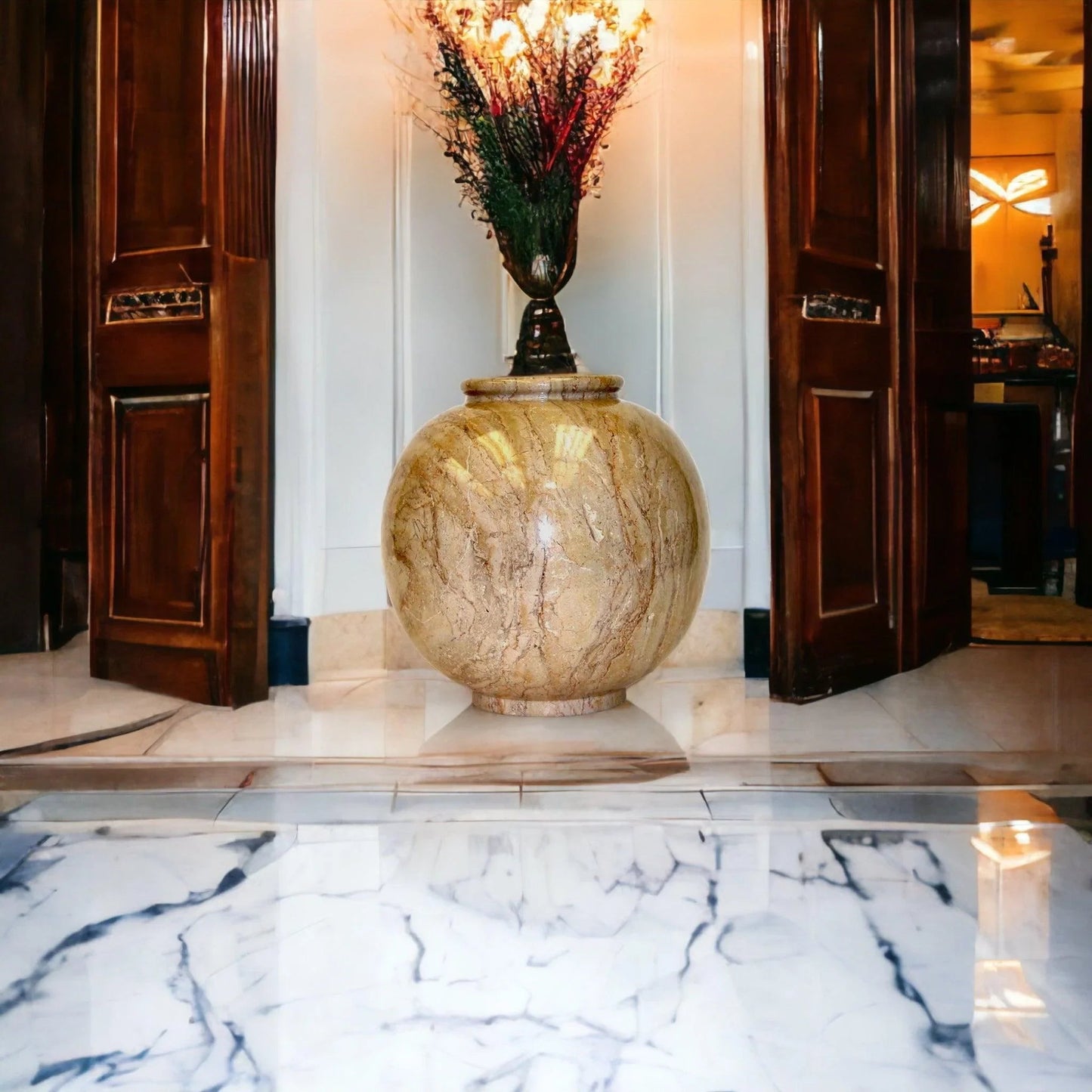 Sahara Beige Marble Large Vase