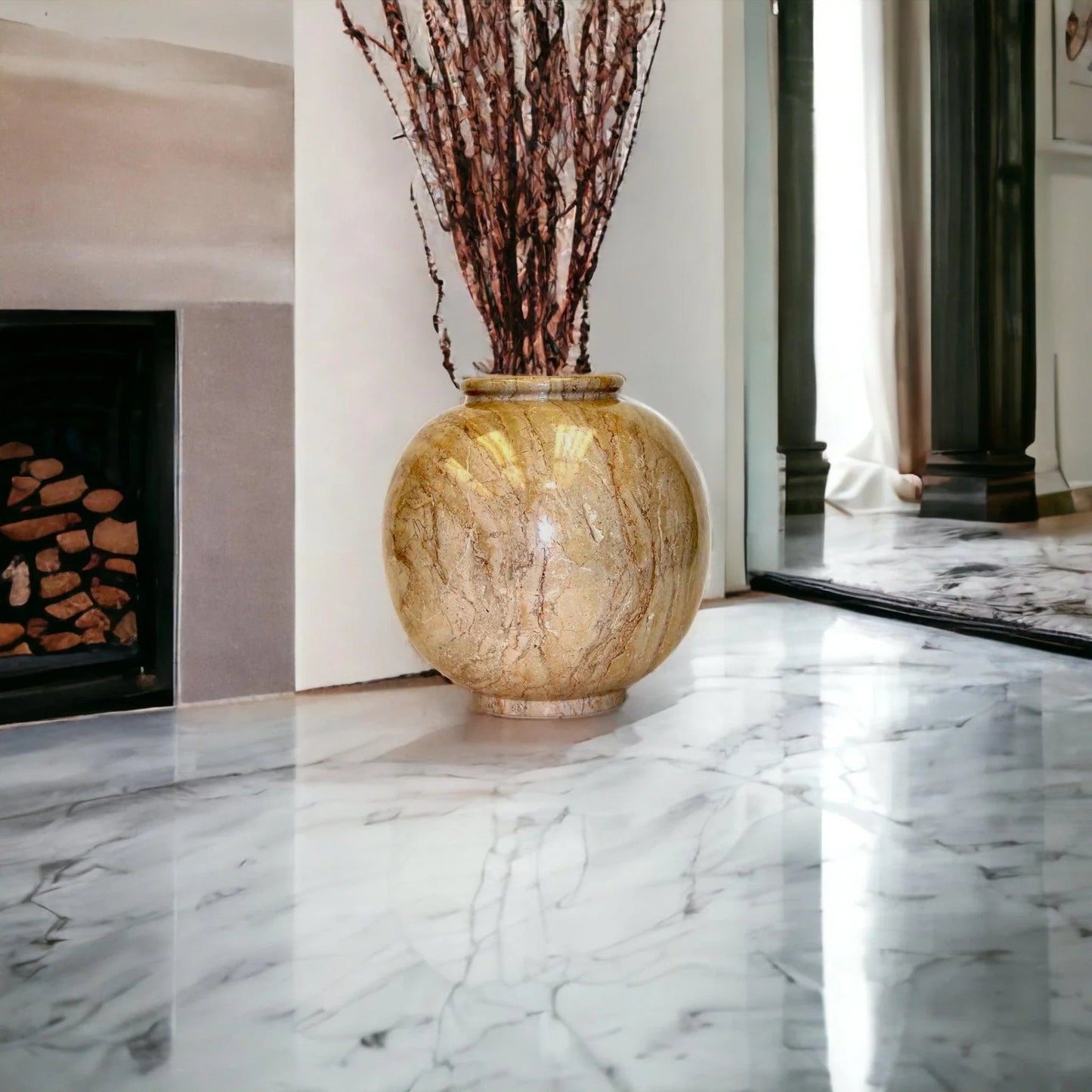 Sahara Beige Marble Large Vase