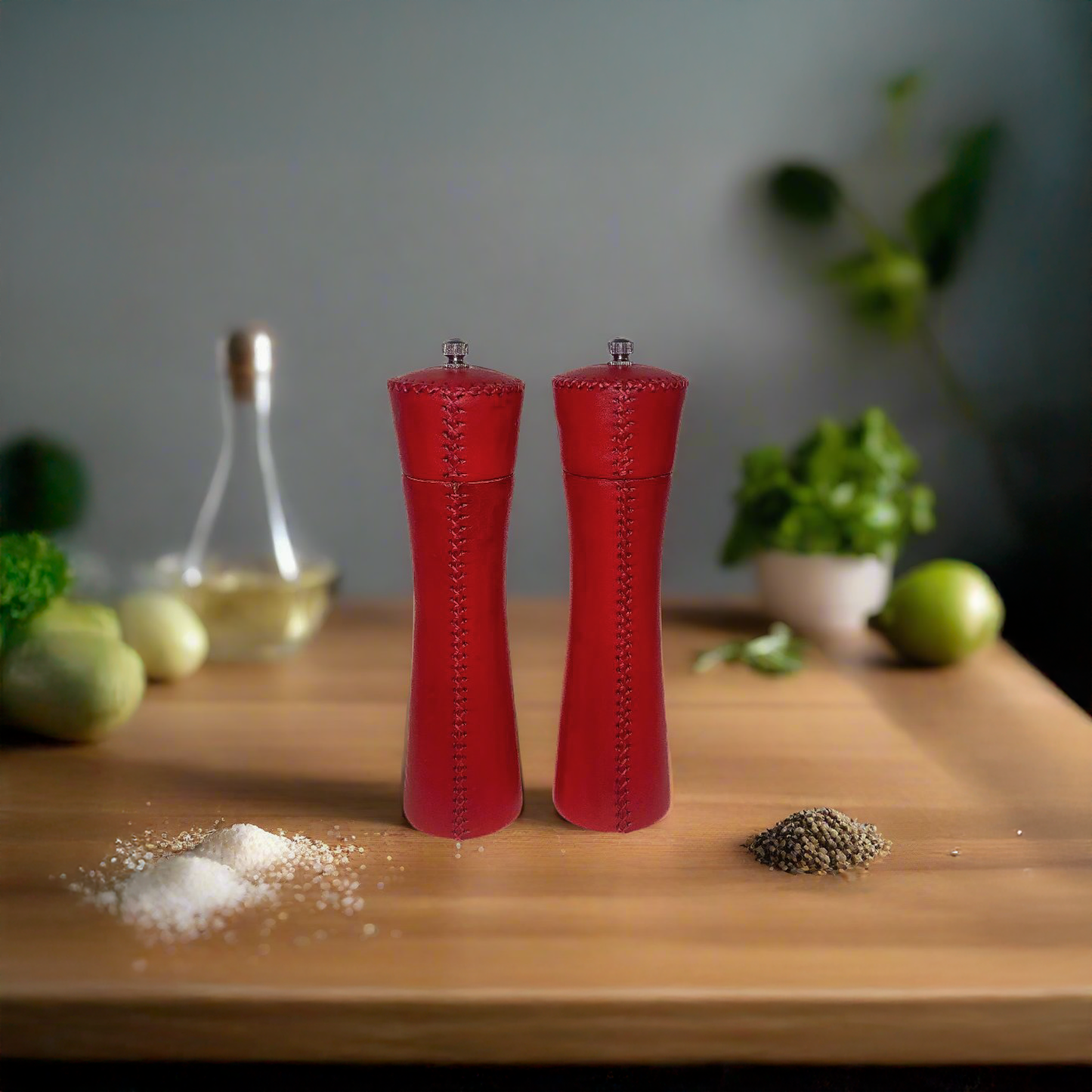 Sal y Pimienta | Leather Salt and Pepper Mills