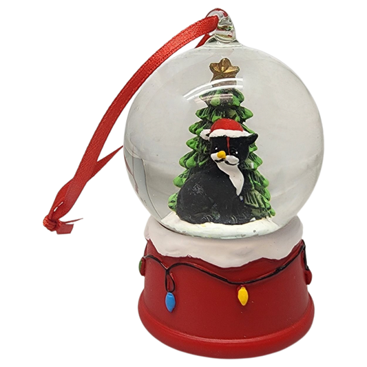Charming Kitty Snow Globe Ornament - Black Cat
