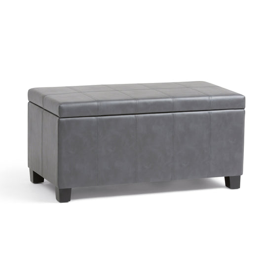 Dover 36 Inch Wide Storage Ottoman Bench in Stone