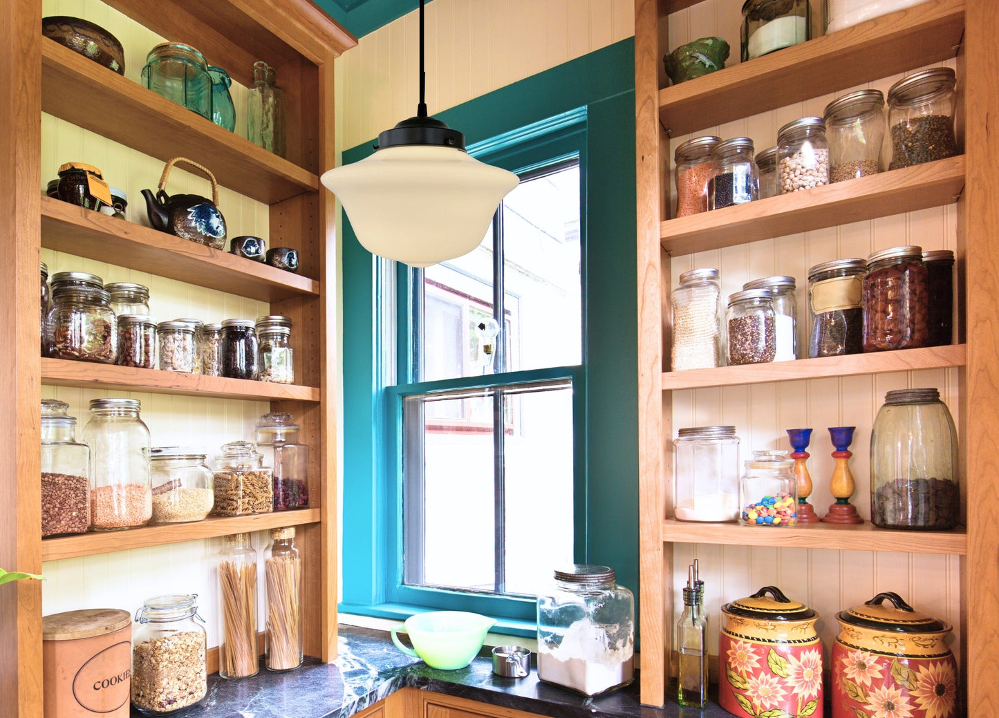 STYLISH MODERN SCHOOLHOUSE 1930s Globe Pendant Light