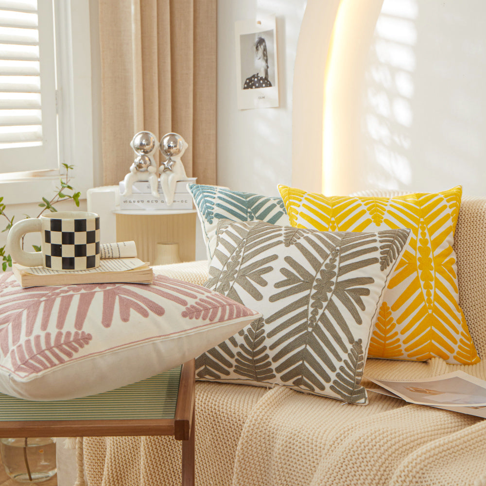 Textured Cotton Blend Square Throw Pillows (With/Without Insert) size 18"x18" set of 2