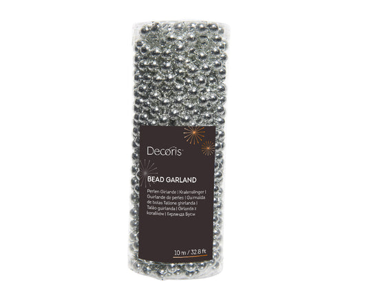 Shiny Bead Garland - Silver - 32.8 Feet Long