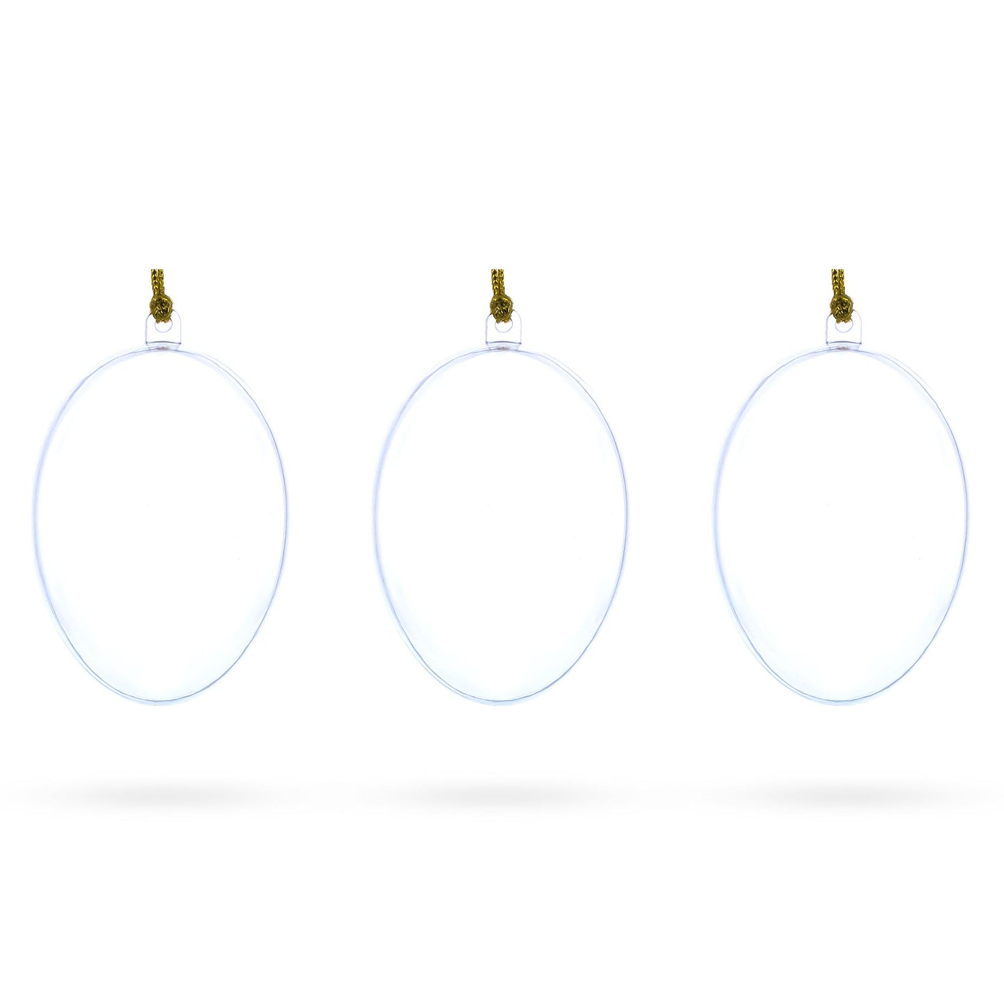 Set of 3 Clear Plastic Egg Ornaments 3.4 Inches (86 mm)