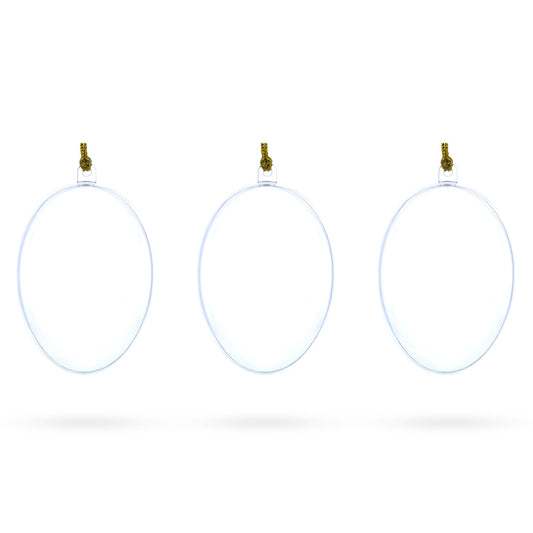 Set of 3 Clear Plastic Egg Ornaments 3.4 Inches (86 mm)