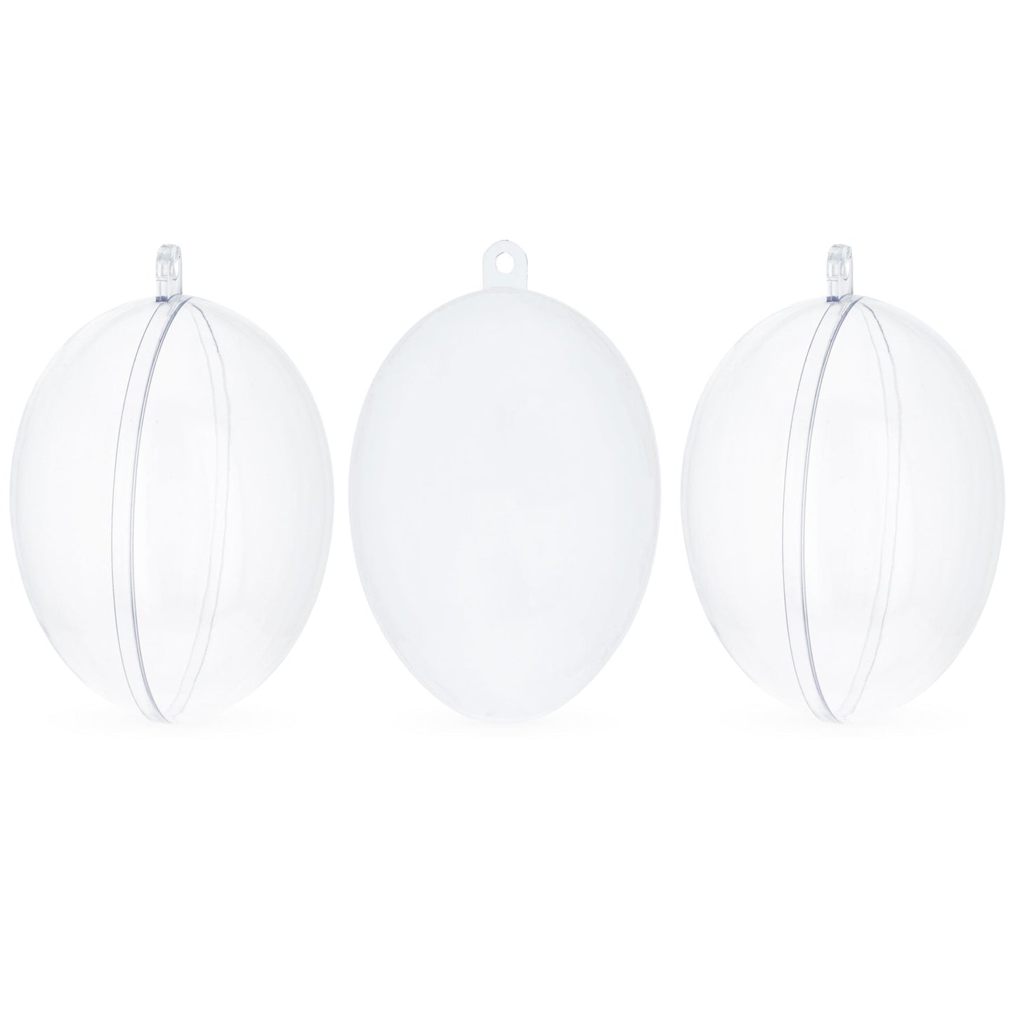 Set of 3 Clear Plastic Egg Ornaments 4.35 Inches (100 mm)