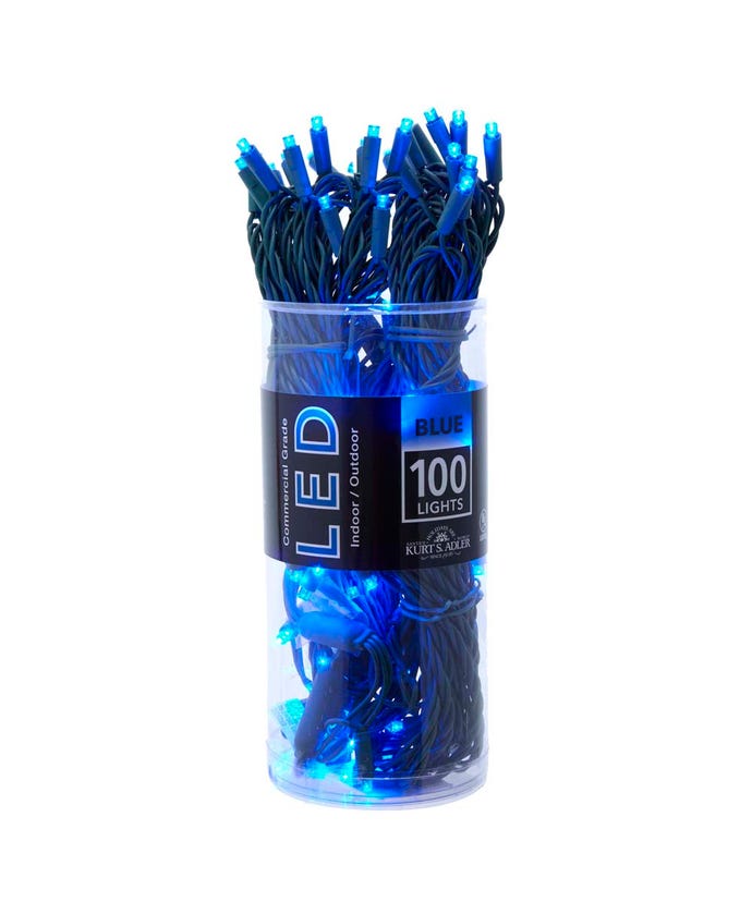 100-Light 5mm Blue LED Green Wire Light Set